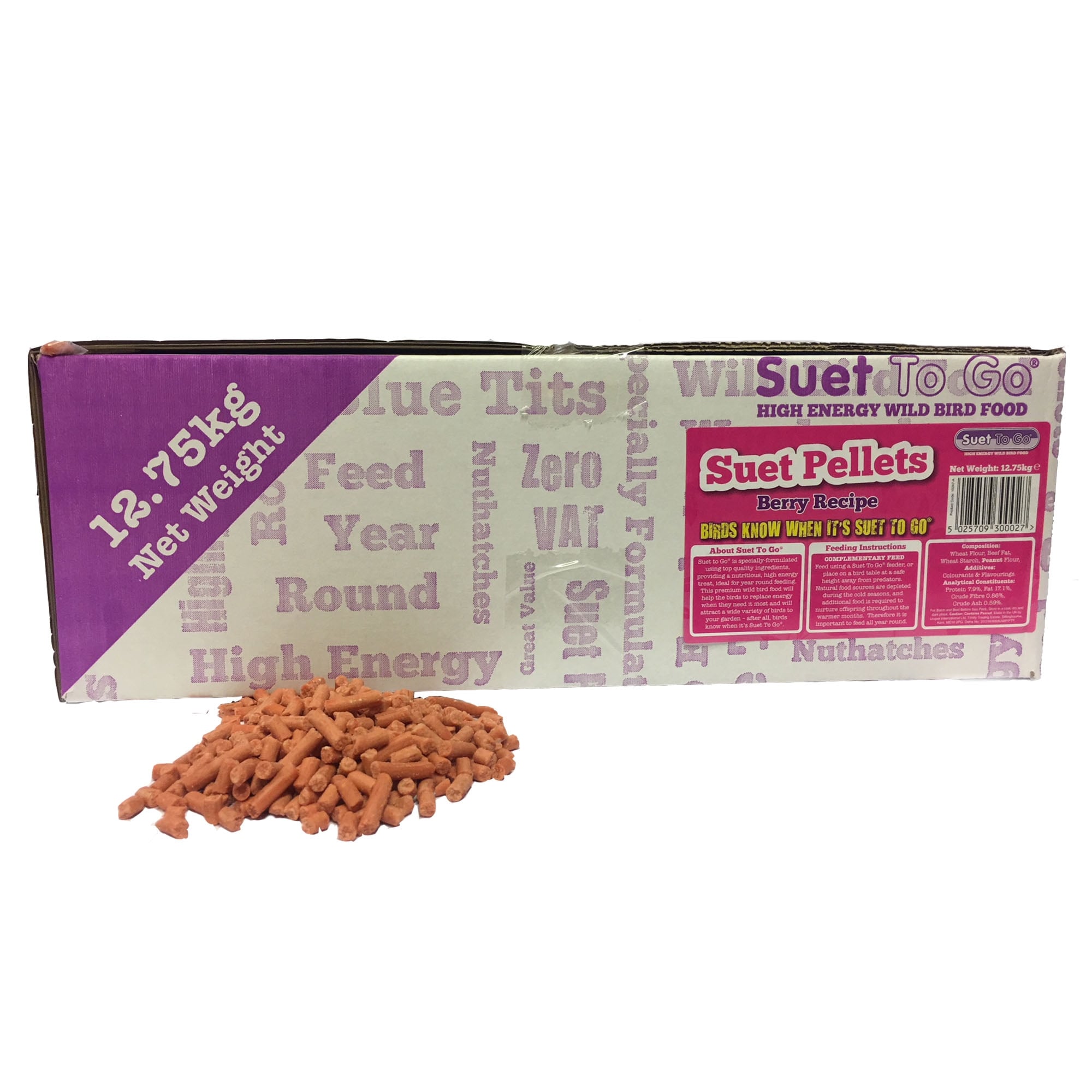 Suet to Go Premium Pellets Berry 12.75kg Bulk Box Superpet Ltd