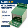 Superpet Metal Squirrel Feeder Box Green Garden Nut Feeding Station Hinged Lid